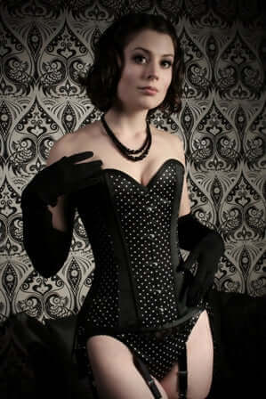 Kinnaird Ireland Dita Corset In Black With White Dots