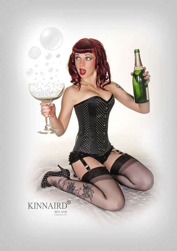 Kinnaird Ireland Dita Corset In Black With White Dots