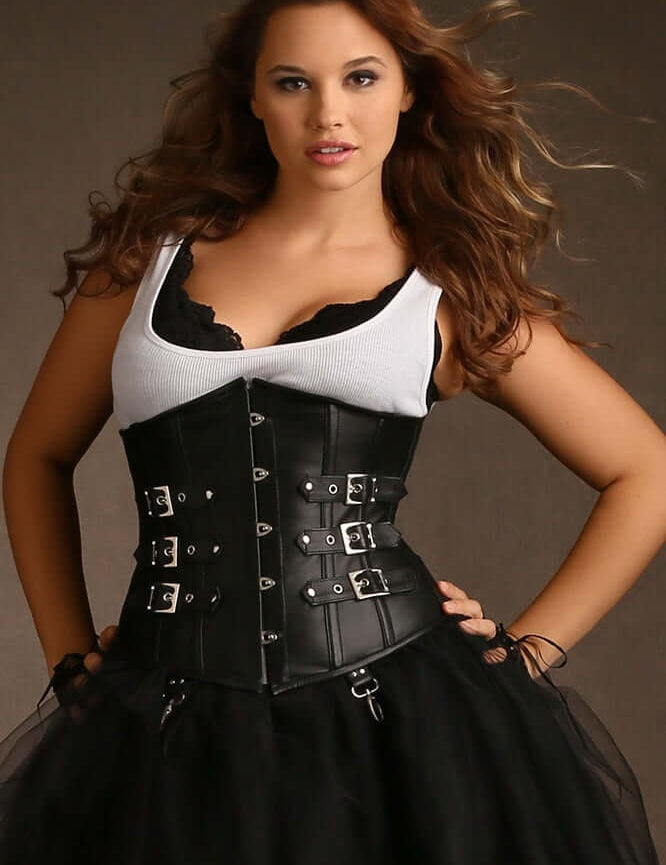 Plus Size Tara Underbust Leather Corset With Buckles