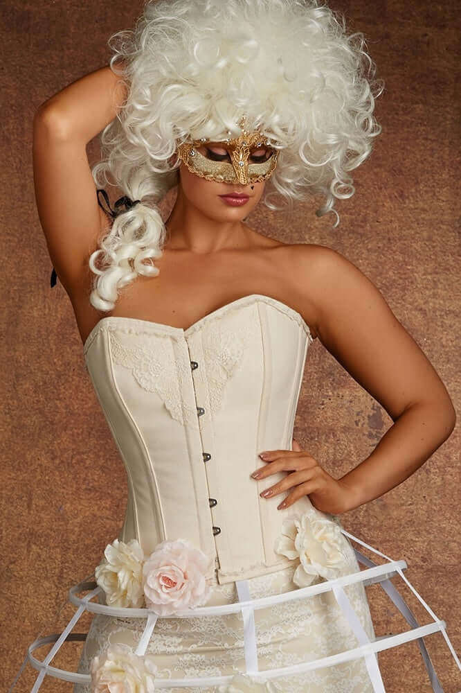 Plus Size Lilith Vintage Lace And Cotton Steel Boned Corset