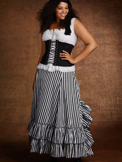 Plus Size Striped Victorian Bustle Skirt