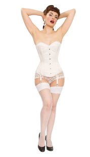 Plus Size Dita Corset In Ivory Duchess Satin