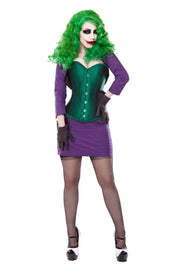 Green Silk Corset With Purple Bolero & Skirt Outfit