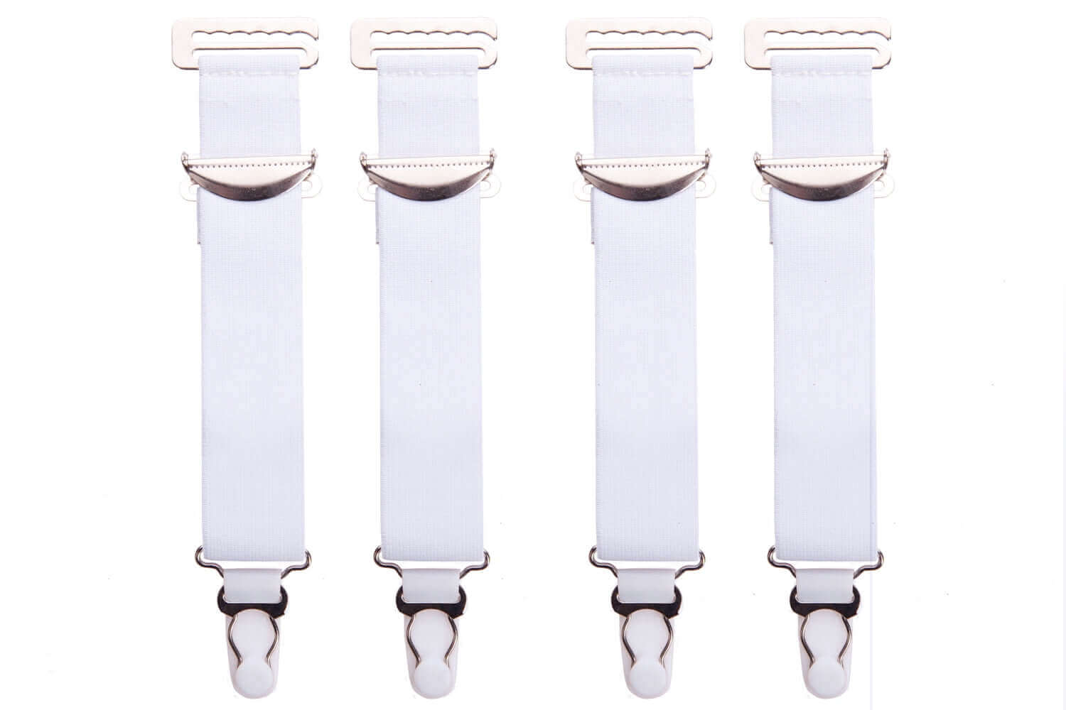 4 Wide White High Quality Metal Suspenders/Garters