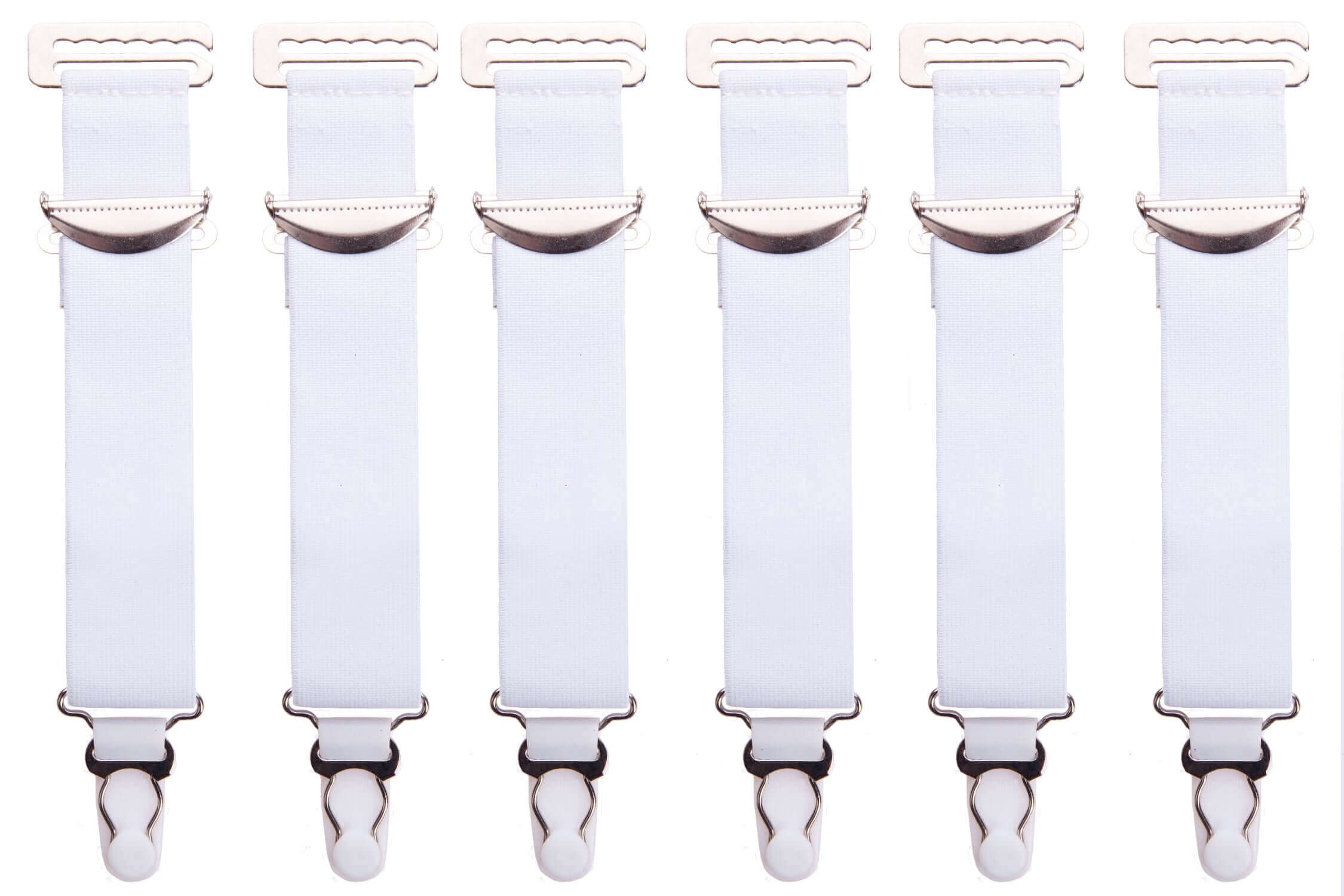 6 Wide White High Quality Metal Suspenders/Garters