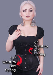 Black Satin Long Steel Boned Corset