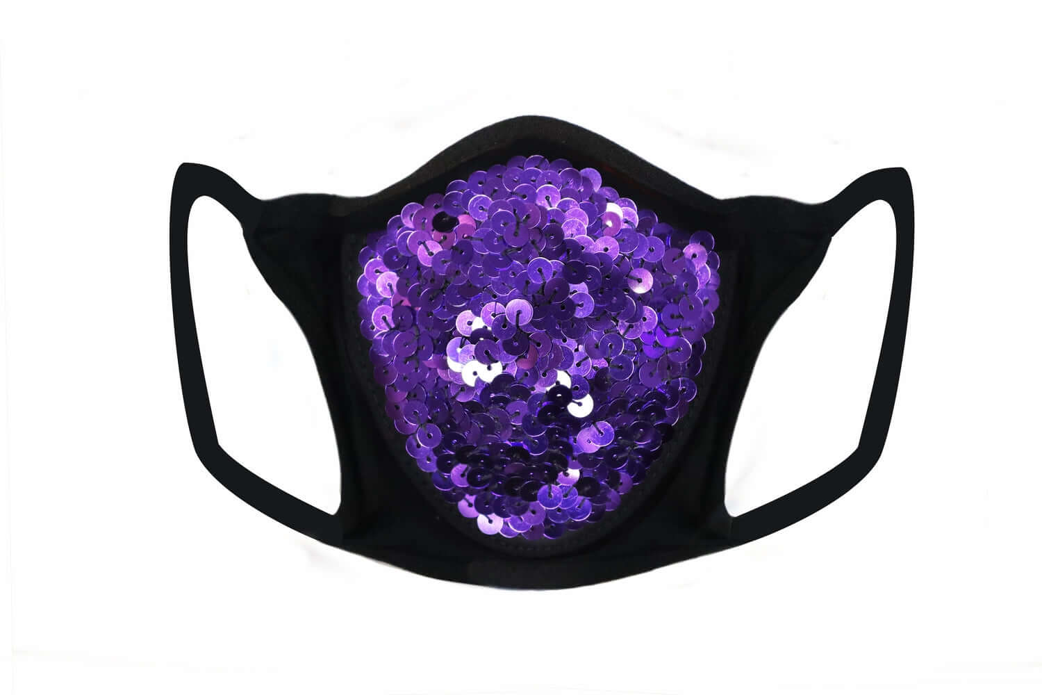 Purple Sequin & Lycra Face Mask With Filter
