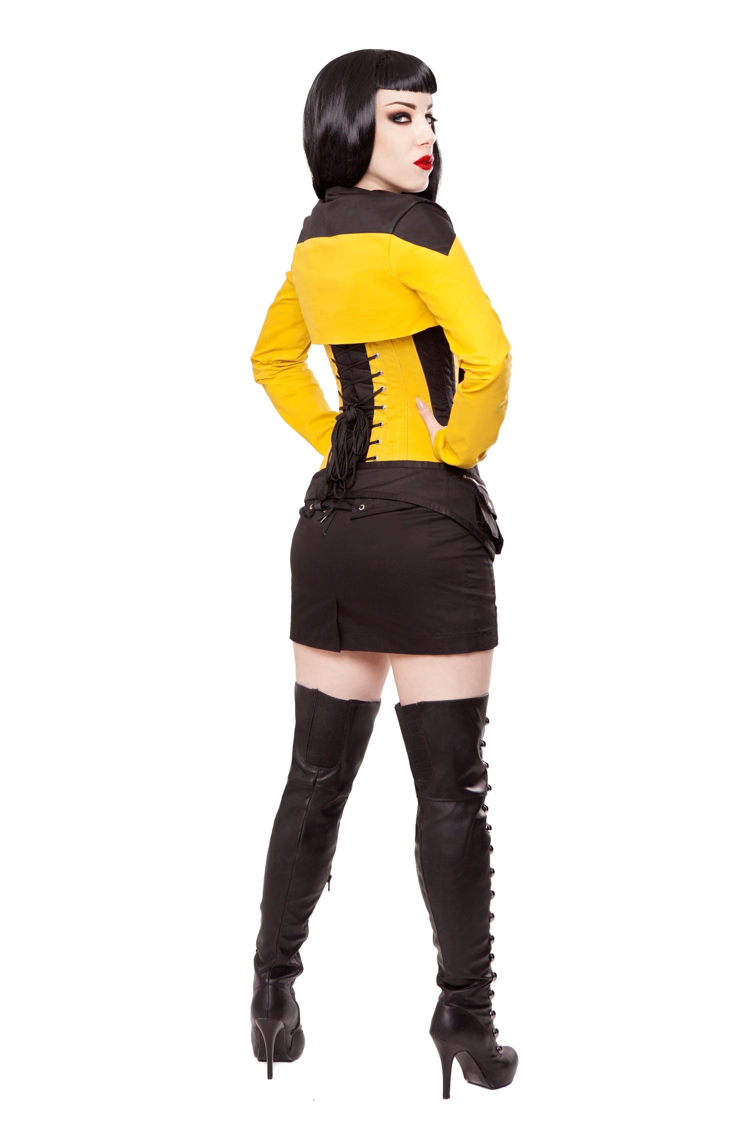 Playgirl Black & Yellow Cotton Bolero Shrug Top