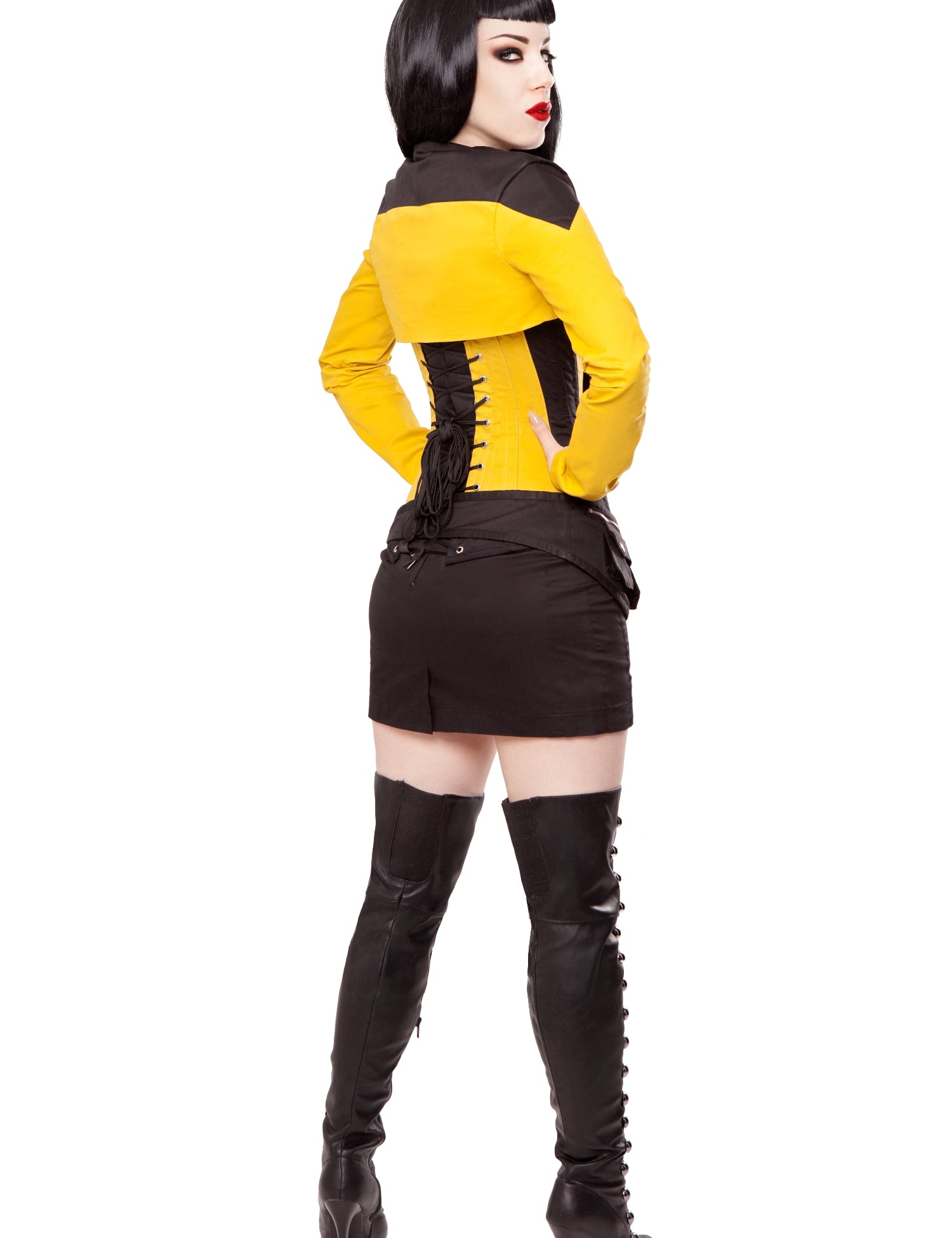 Yellow Corset, Bolero, Skirt, Belt & Boots Outfit