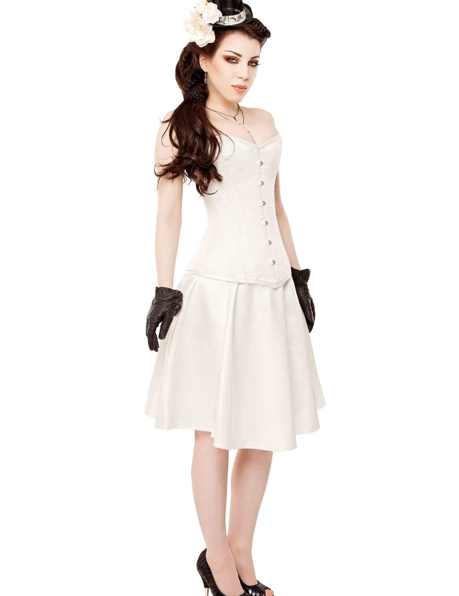 Playgirl Ivory Satin Cirle Skirt