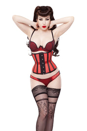 Playgirl Eve Red Net Mesh Cincher Corset With Black