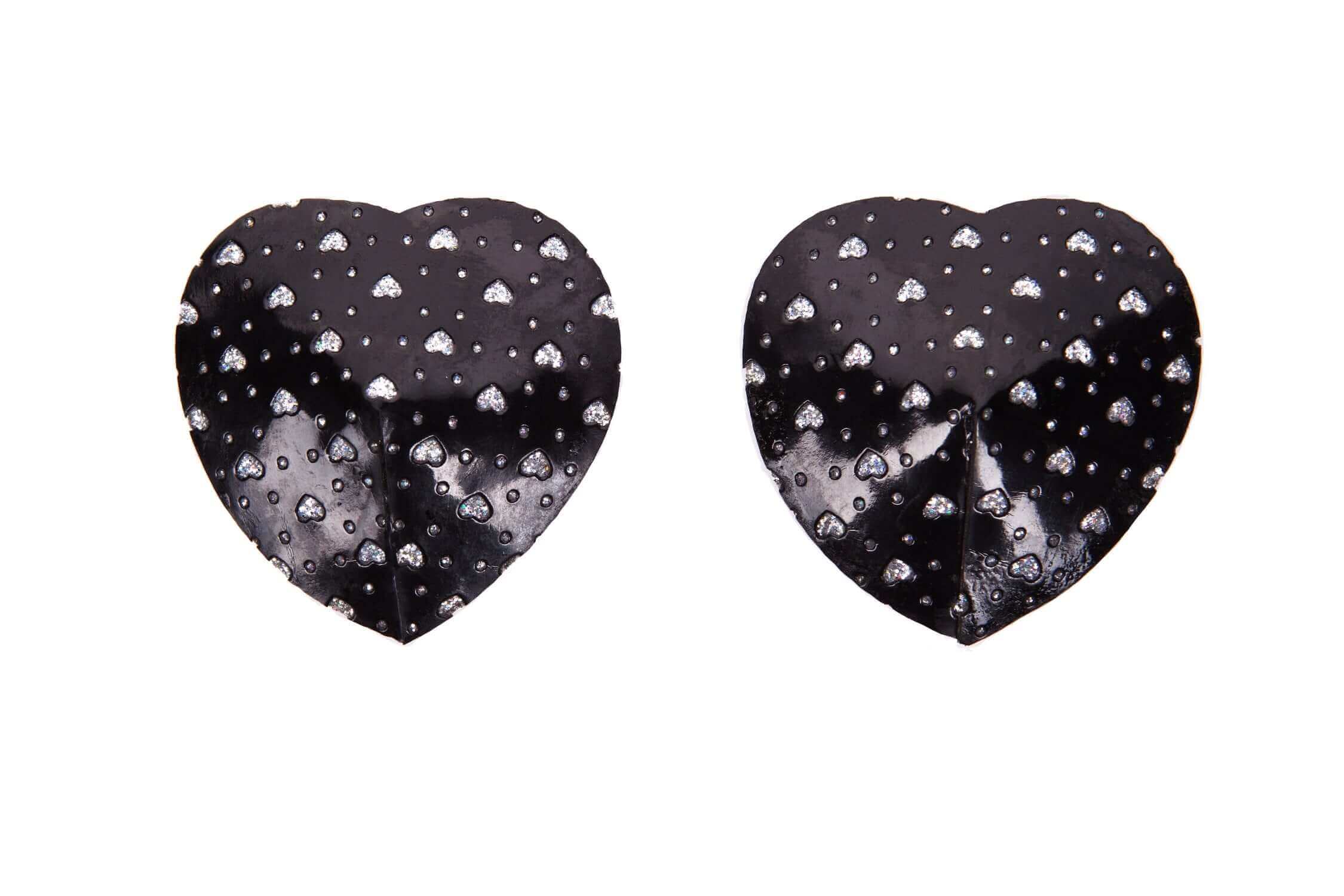 Rhinestone Heart Black Nipple Pasties