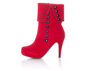 Playgirl Red Suede Button Detail Ankle Boots