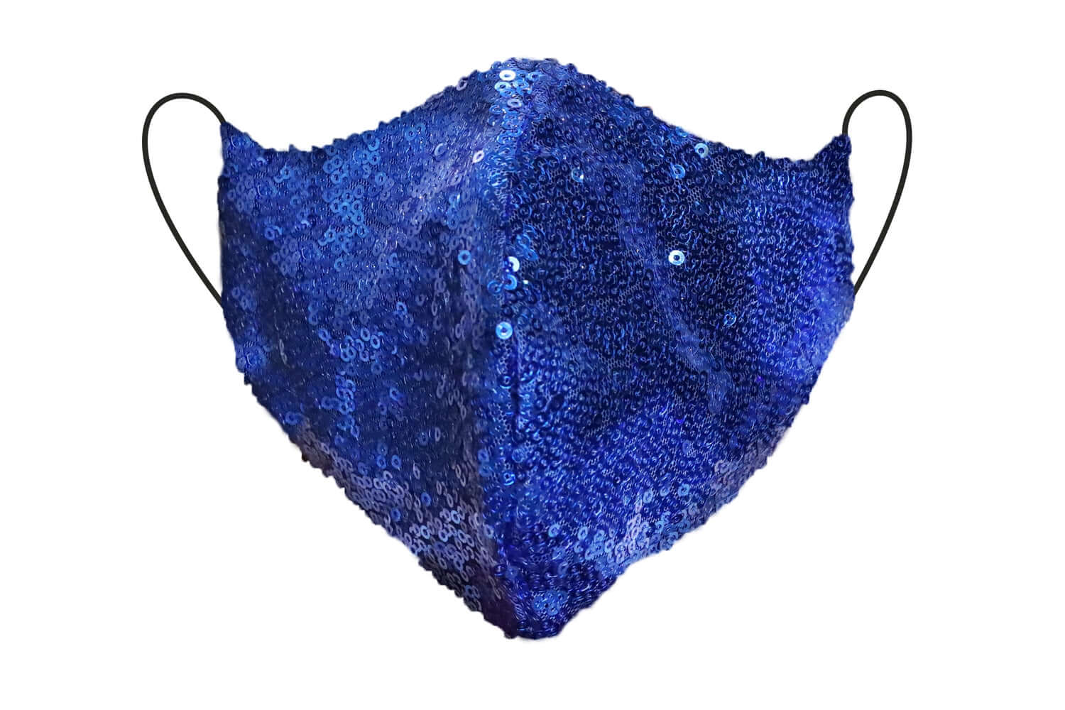 Blue Sequin Fitted Face Mask