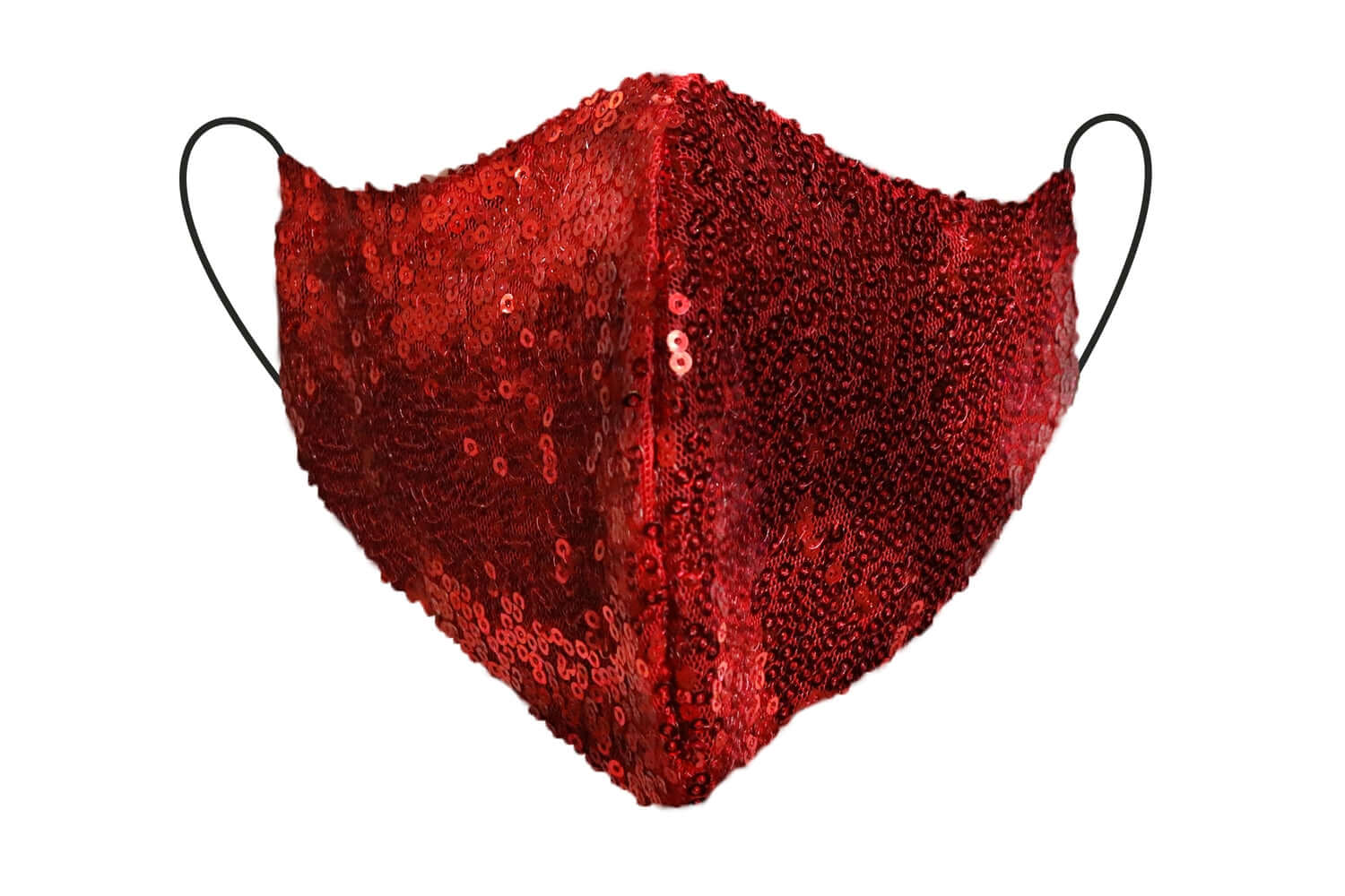 Red Sequin Fitted Face Mask