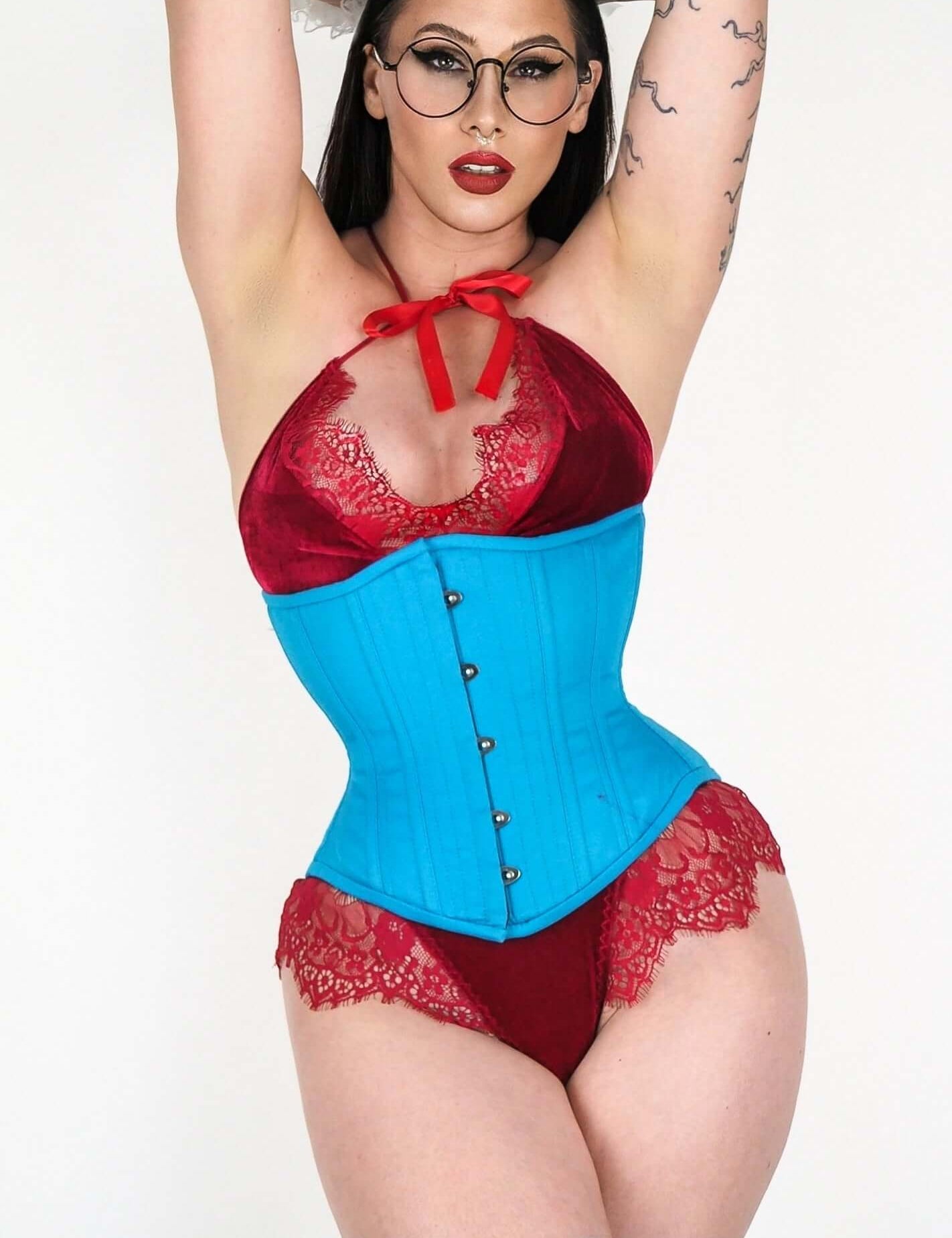 Artemis Hourglass Silhouette Corset In Aqua Designed by Lucy's Corsetry